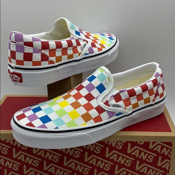 VANS CLASSIC SLIP ON CHECKERBOARD PAINBOW WMNS - Picture 8 of 16